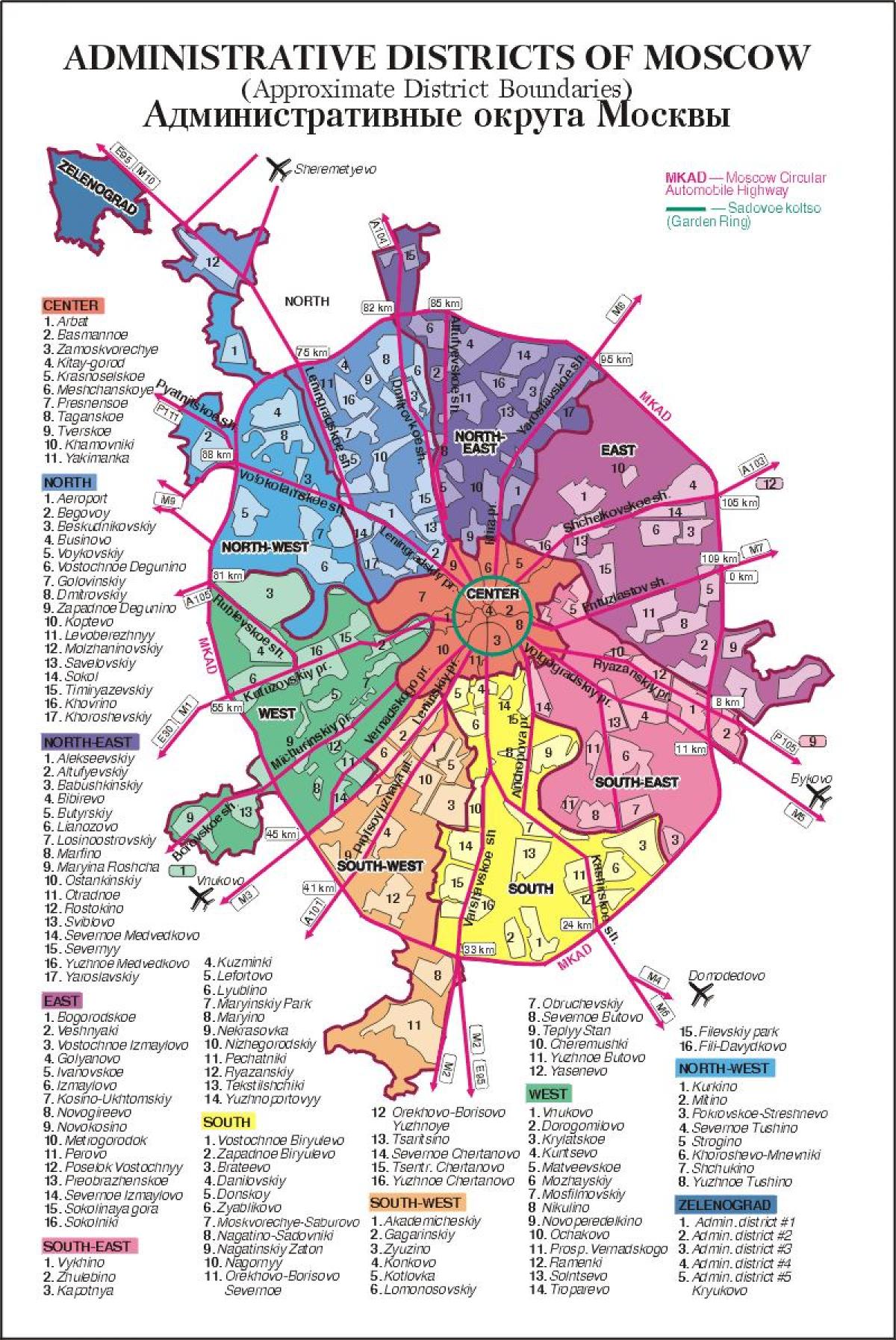 kartta Moskovan arrondissement