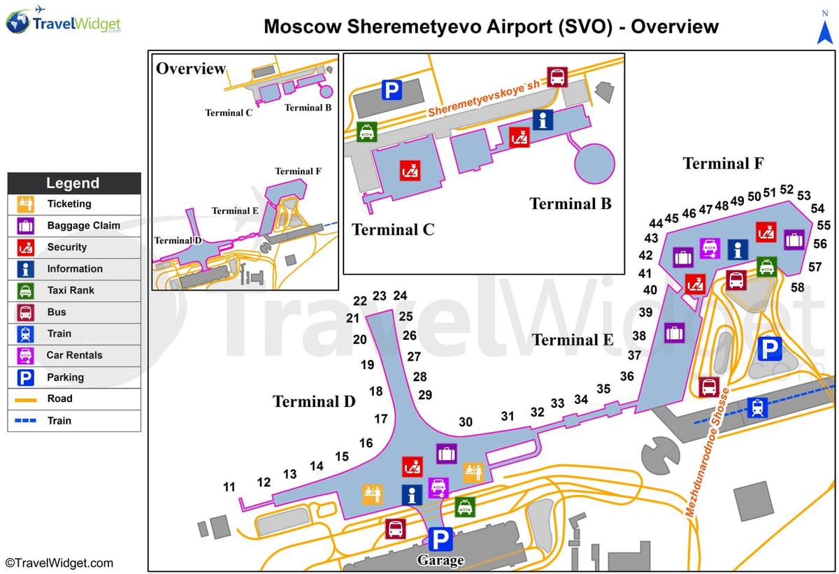 Sheremetyevo kartta terminaalit