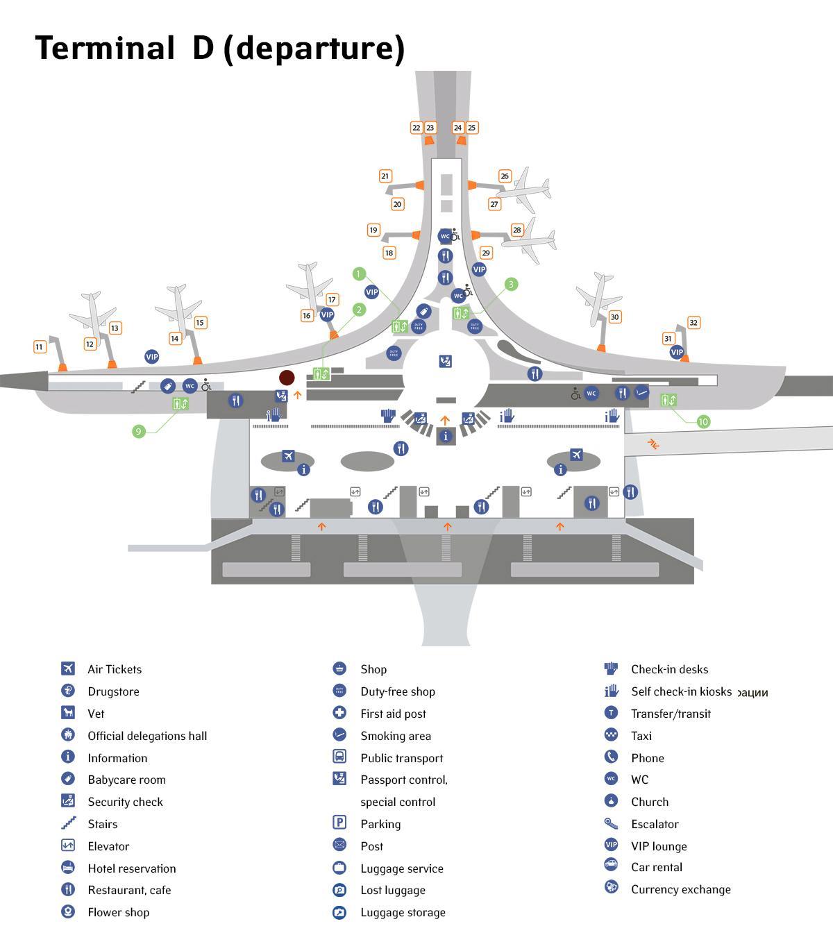 Sheremetyevo lentokenttä kartta terminal d